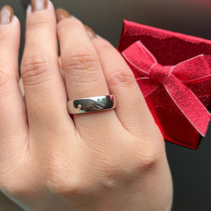 Aliança Lisa Grossa Aço Inoxidável Dourado/Ródio