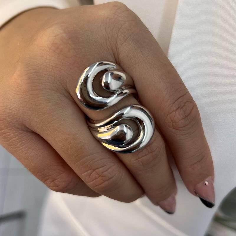 Anel Biju Fina Dourado/Ródio