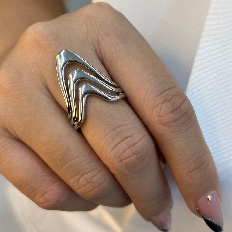 Anel Biju Fina Dourado/Ródio