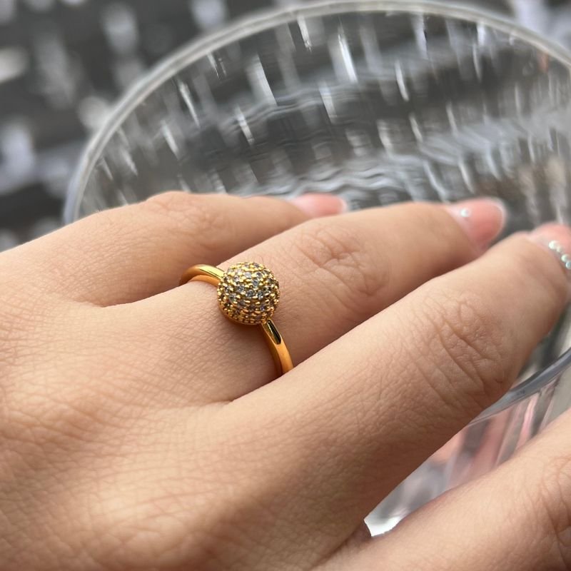 Anel Cravejado c/Zircônia Banho Ouro 18k/Prata 925