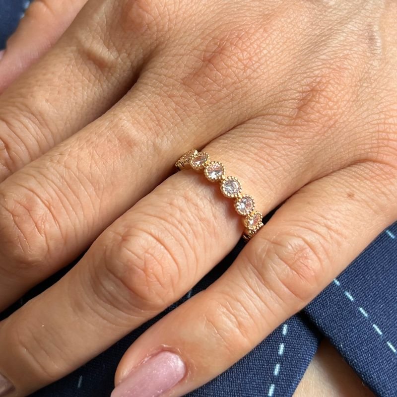 Anel Microzircônia Biju Fina Dourado/Ródio