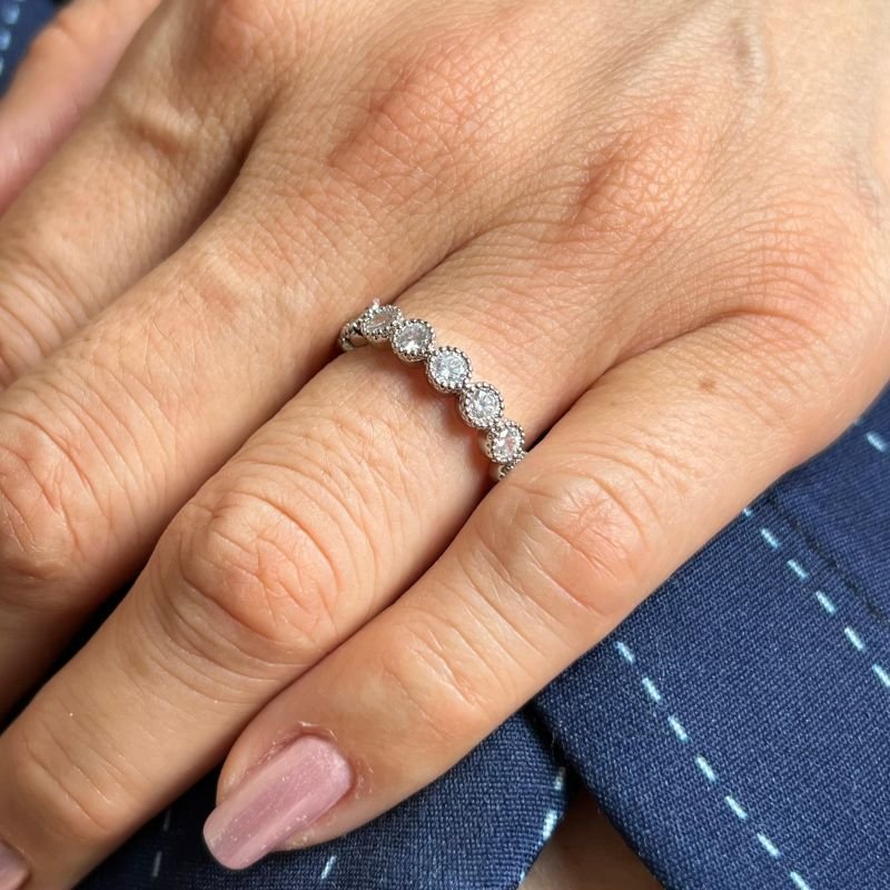 Anel Microzircônia Biju Fina Dourado/Ródio