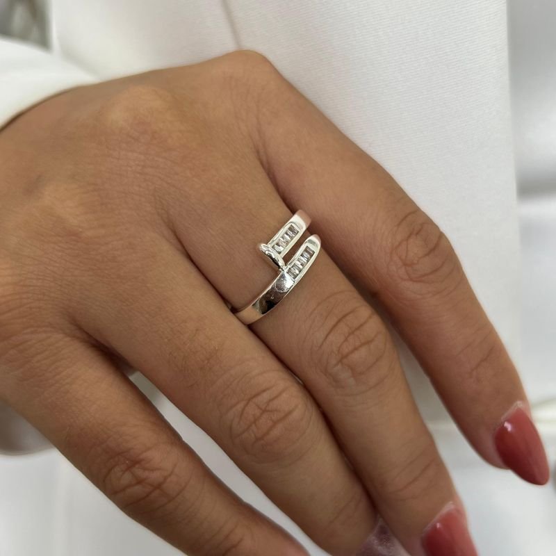 Anel Prego c/ Zircônia Banho Ouro 18k/Prata 925