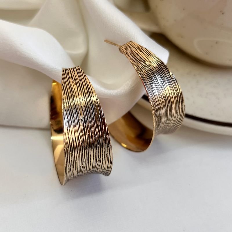 Argola Biju Fina Ouro Velho Dourado/Ródio