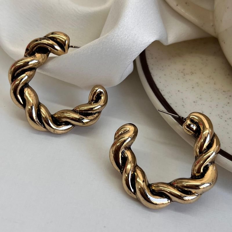 Argola Biju Fina Ouro Velho Dourado/Ródio