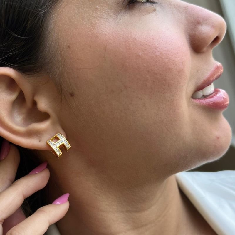 Argola Cravejada Banho Ouro 18k/Prata 925