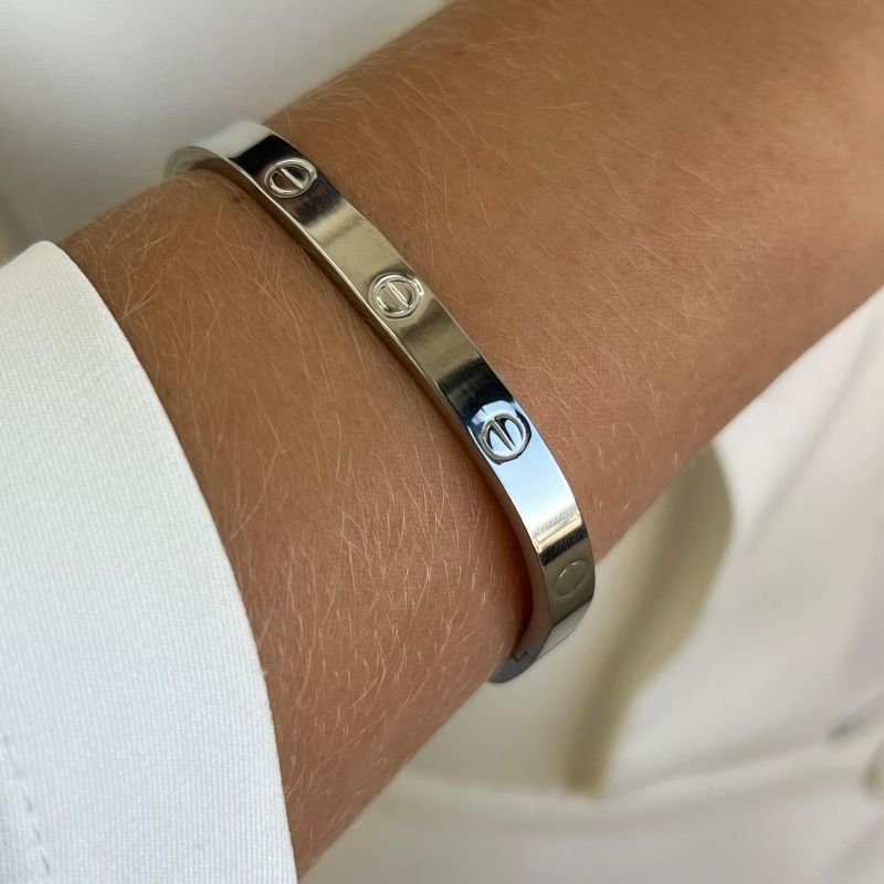 Bracelete Quadrado Liso Aço Inoxidável Dourado/Ródio