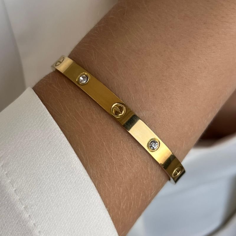 Bracelete Aço Inoxidável Dourado/Ródio