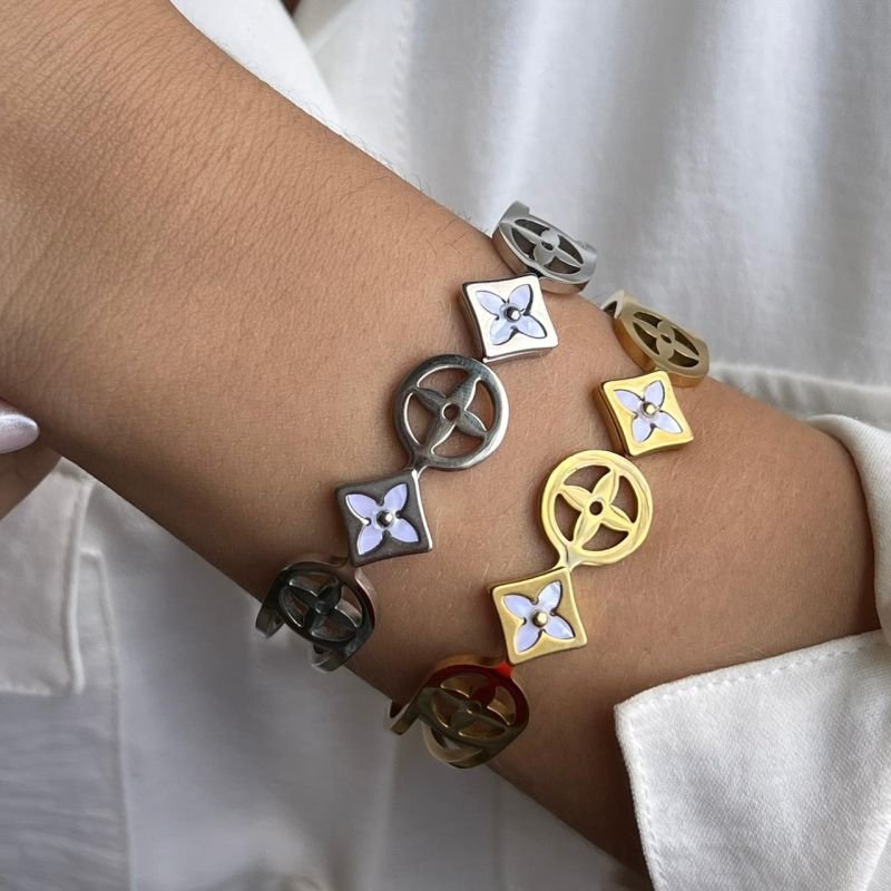 Bracelete Aço Inoxidável Dourado/Ródio