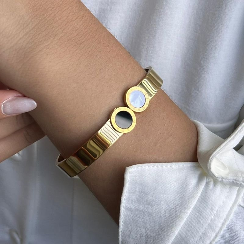 Bracelete Aço Inoxidável Dourado/Ródio