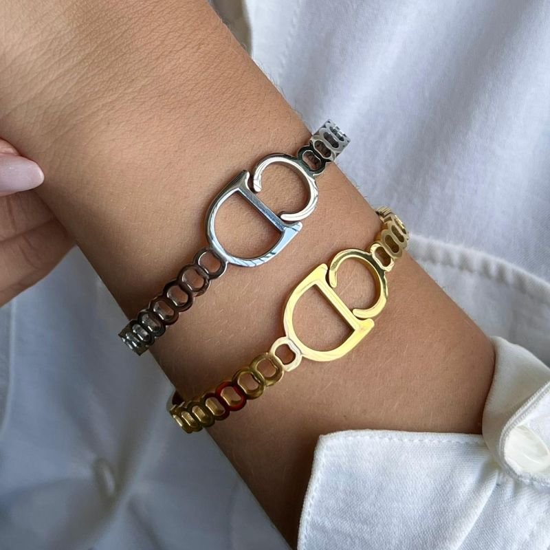 Bracelete Aço Inoxidável Dourado/Ródio