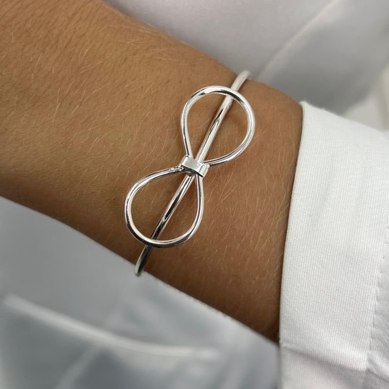 Bracelete De Laço Liso Banho Ouro 18k/Prata 925