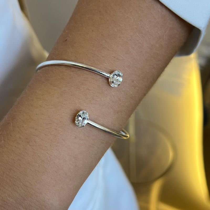 Bracelete Liso C/ Ponto de Luz Banho Ouro 18k / Prata 925