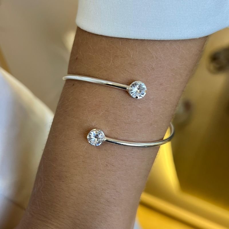 Bracelete Liso C/ Ponto de Luz Banho Ouro 18k / Prata 925