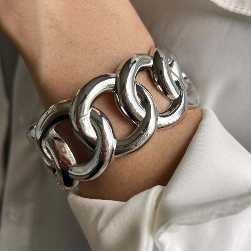 Bracelete Max Biju Fina Dourado/Ródio