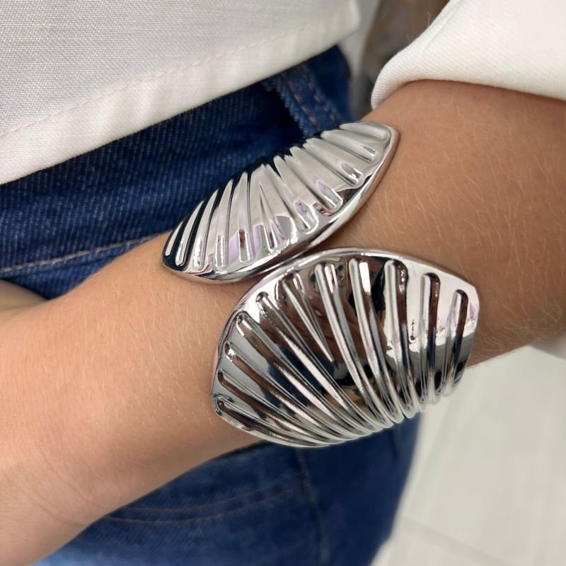 Bracelete Maximalista Biju Fina Dourado/Ródio