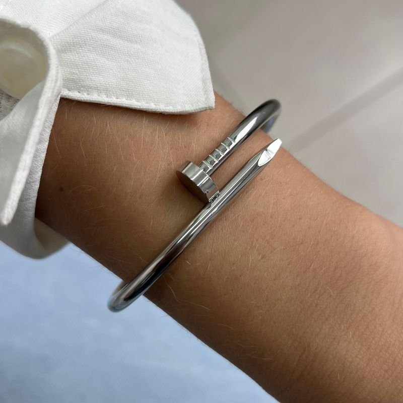 Bracelete Prego Aço Inox Dourado/Ródio