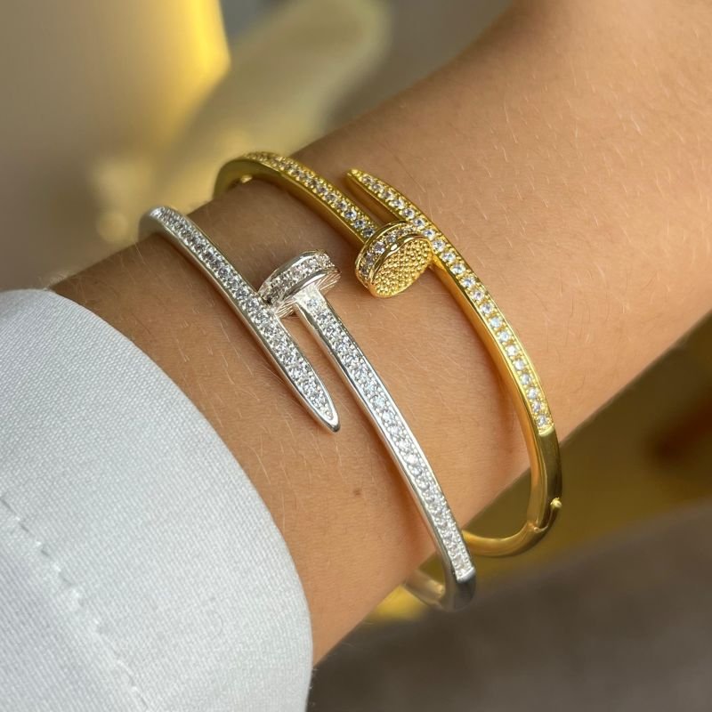 Bracelete Prego Cravejado Banho Ouro 18k / Prata 925