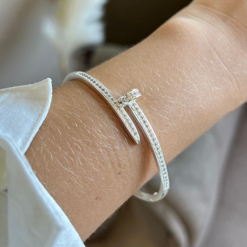 Bracelete Prego Cravejado Banho Ouro 18k / Prata 925