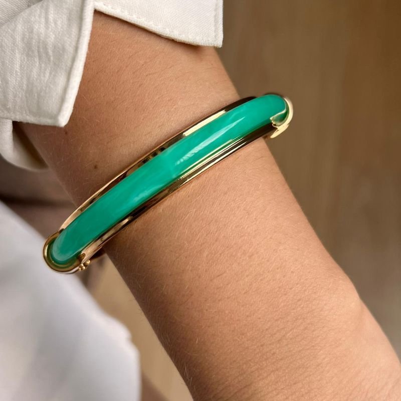 Bracelete Resinado Biju Fina Dourado