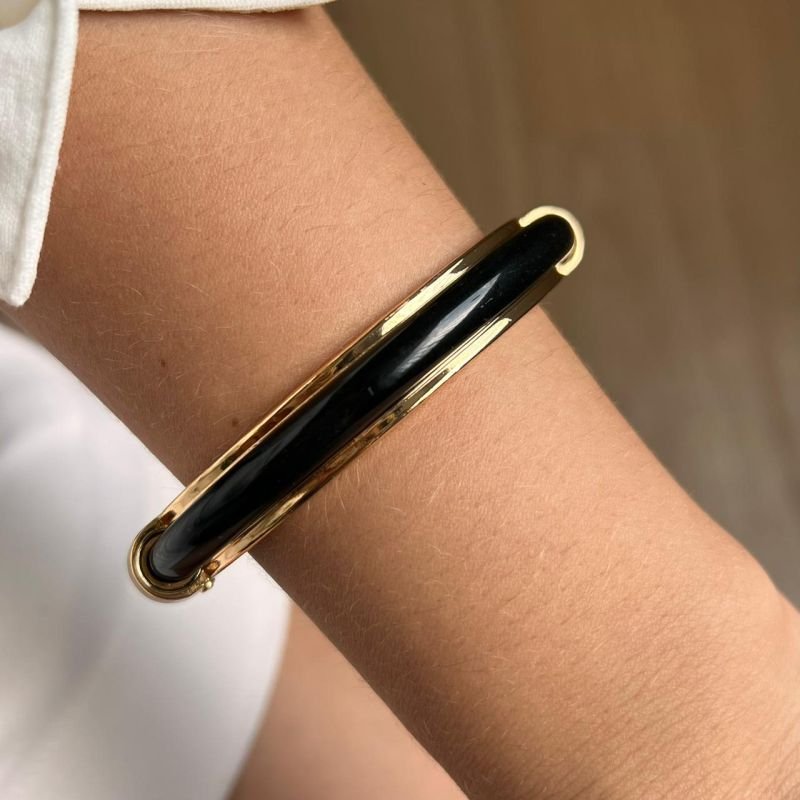 Bracelete Resinado Biju Fina Dourado
