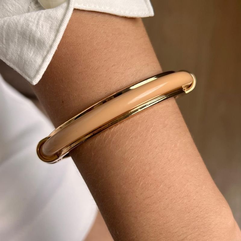 Bracelete Resinado Biju Fina Dourado