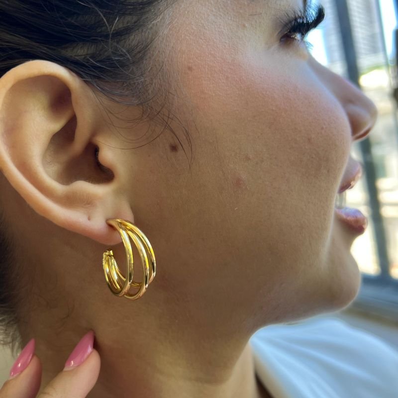 Brinco Argola Biju Fina Dourado