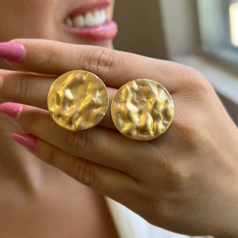 Brinco Orgânico Biju Fina Dourado/Ródio