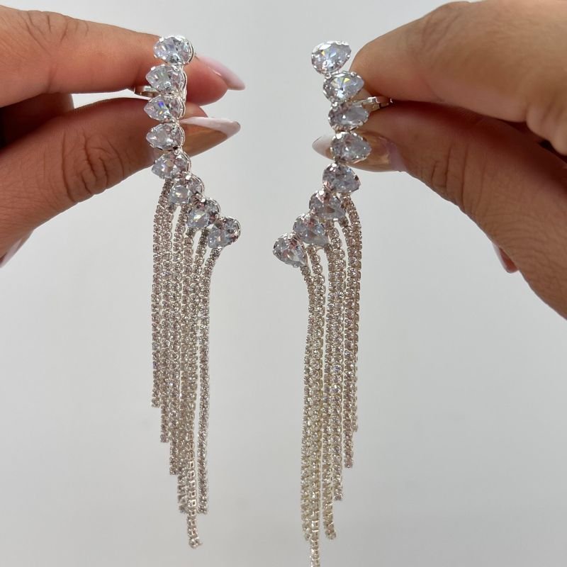 Brinco Ear Cuff Cravejado Banho Ouro18k/Prata 925