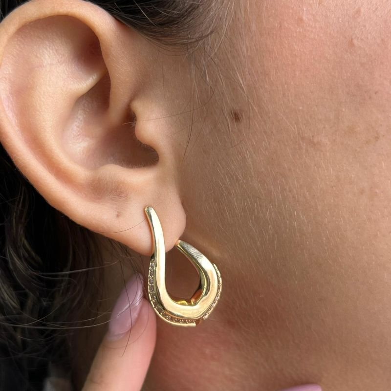 Brinco Âncora Biju Fina Dourado/Ródio