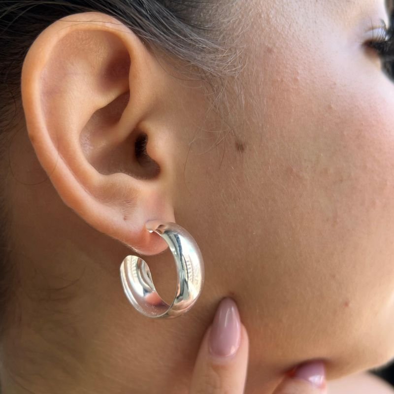 Brinco Argola Liso Banho Ouro 18k/Prata 925