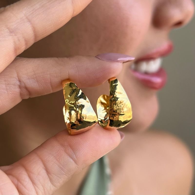 Brinco Argola Meia Lua Banho Ouro 18k/Prata 925