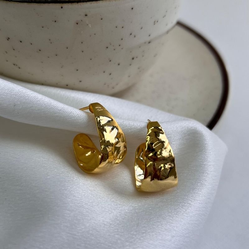 Brinco Argola Meia Lua Banho Ouro 18k/Prata 925