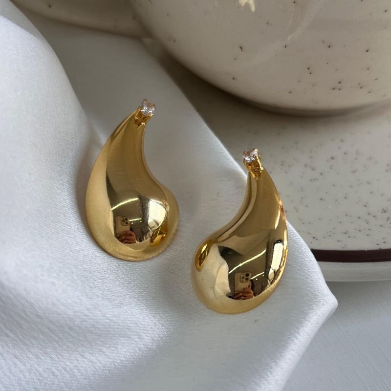 Brinco Gota Banho Ouro 18k