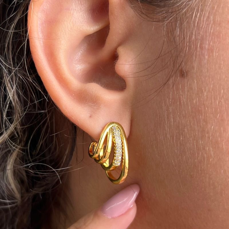 Brinco Banho Ouro 18k/Prata 925