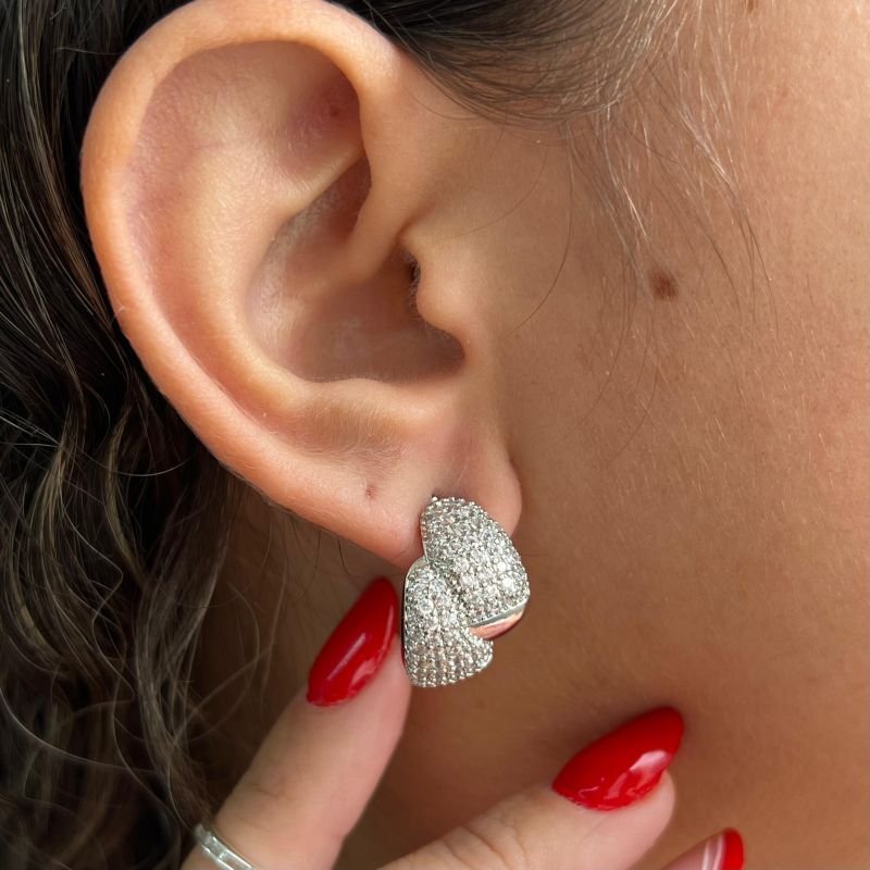 Brinco Biju Fina Cravejado Ródio