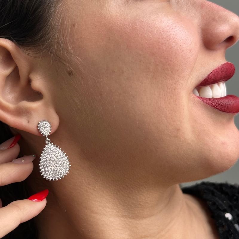 Brinco Biju Fina Cravejado Dourado/Ródio