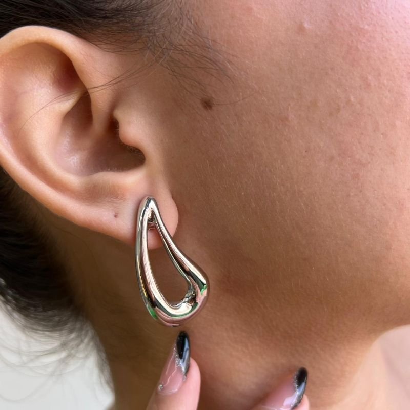 Brinco Gota Biju Fina Dourado/Ródio