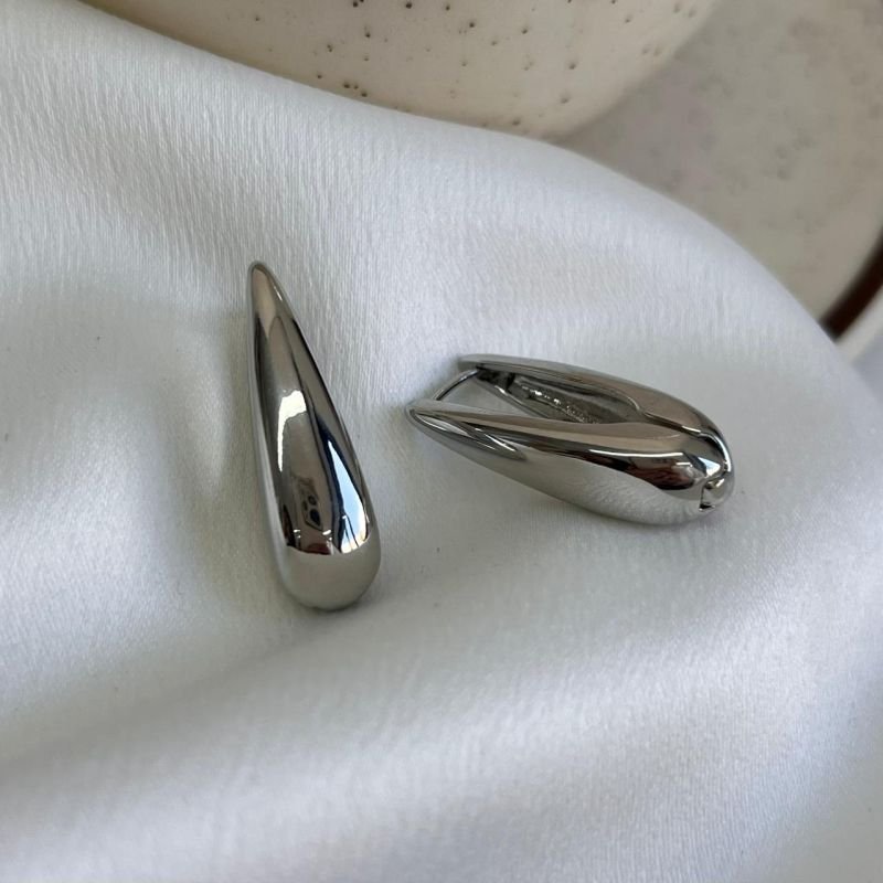 Brinco Argola Gota Biju Fina Dourado/Ródio