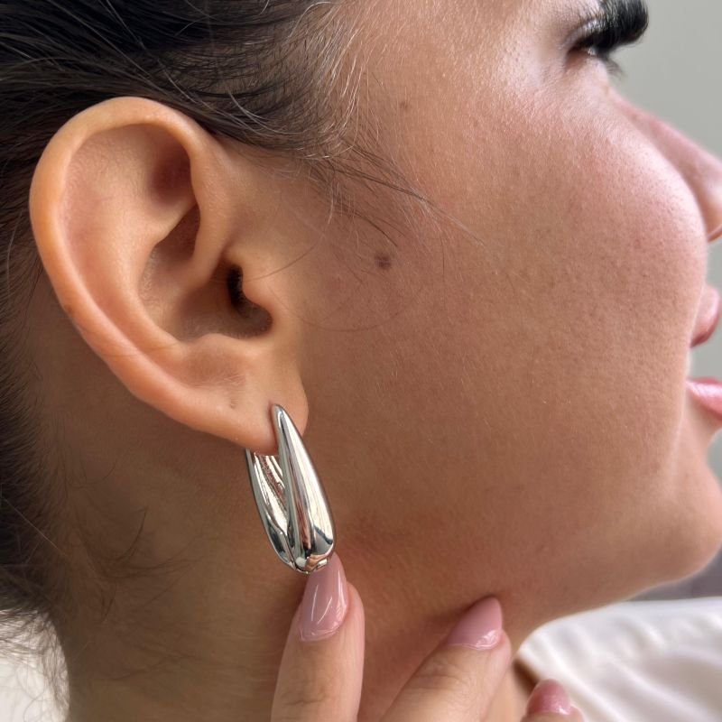 Brinco Argola Gota Biju Fina Dourado/Ródio