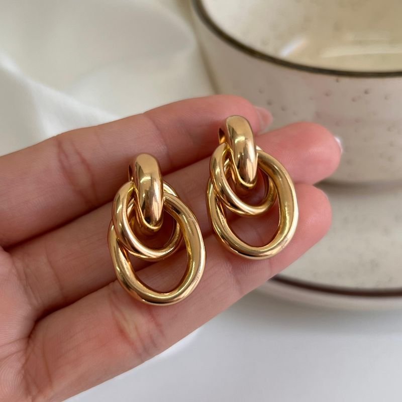 Brinco Biju Fina Dourado/Ródio