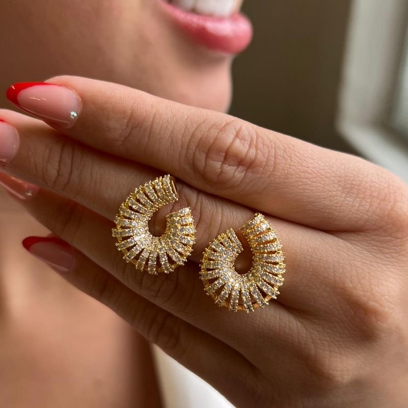 Brinco Biju Fina Dourado/Ródio