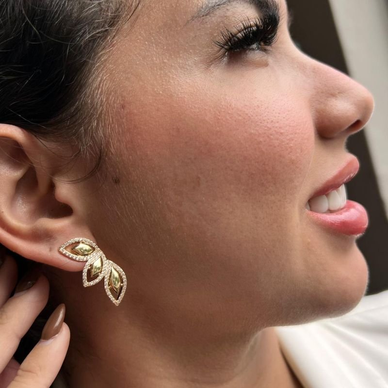 Brinco Biju Fina Dourado/Ródio