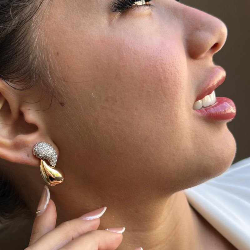 Brinco Biju Fina Dourado/Ródio