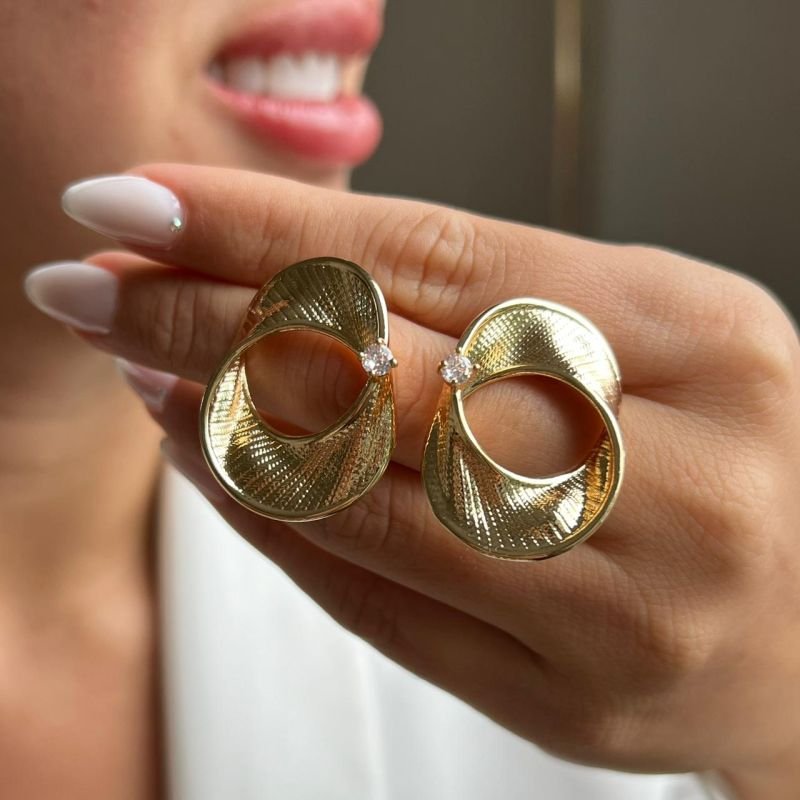 Brinco Biju Fina Dourado/Ródio