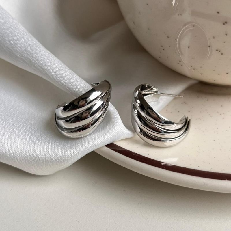 Brinco Três Aros Biju Fina Dourado/Ródio