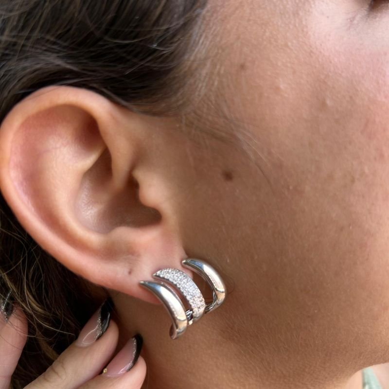 Brinco Biju Fina Ear Hook Dourado/Ródio