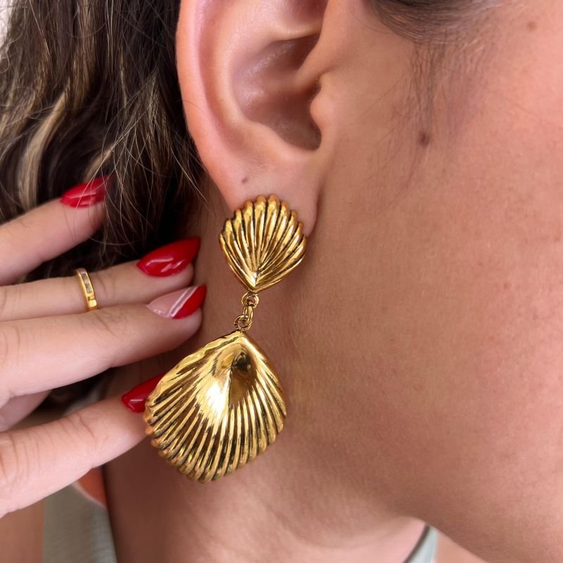 Brinco Biju Fina Ouro Velho Dourado/Ródio