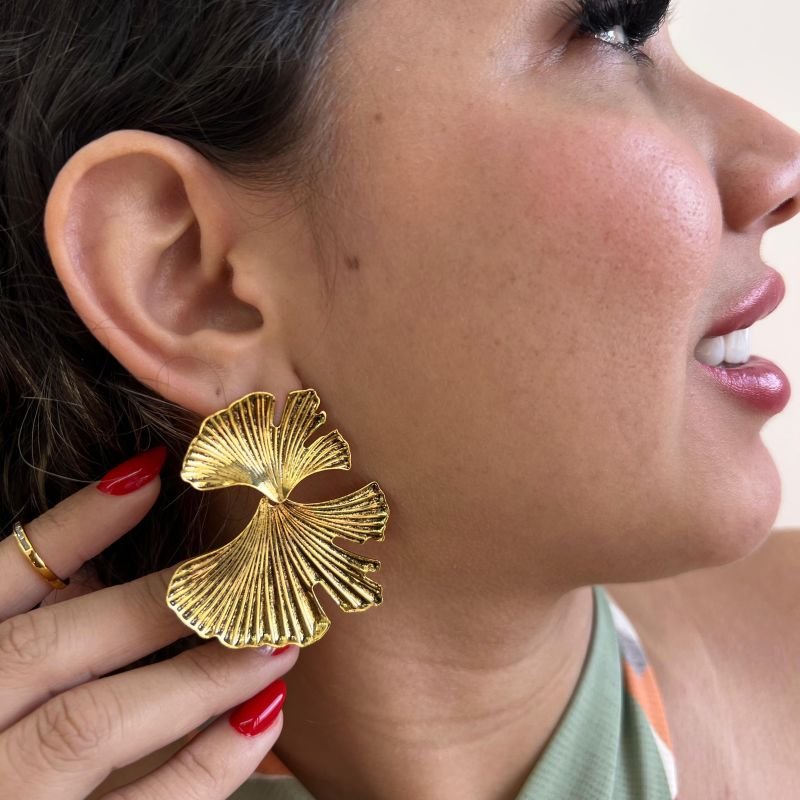 Brinco Biju Fina Ouro Velho Dourado/Ródio