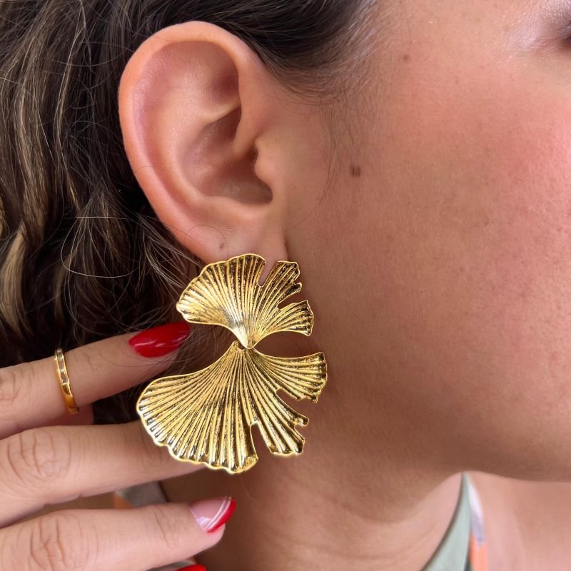 Brinco Biju Fina Ouro Velho Dourado/Ródio